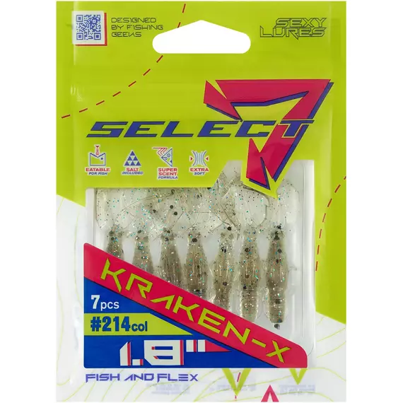 Силікон Select Kraken-X SE 1.8" #214 (7шт/уп), Довжина силікону: 1.8" (4.57 см), Колір силікону: 214, фото , изображение 2
